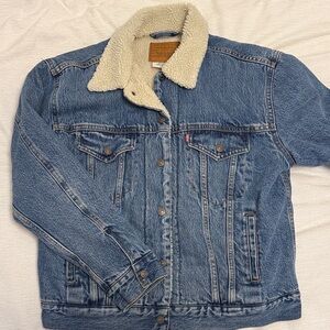 Levi's Blue Denim Jacket with Cream Sherpa Collar